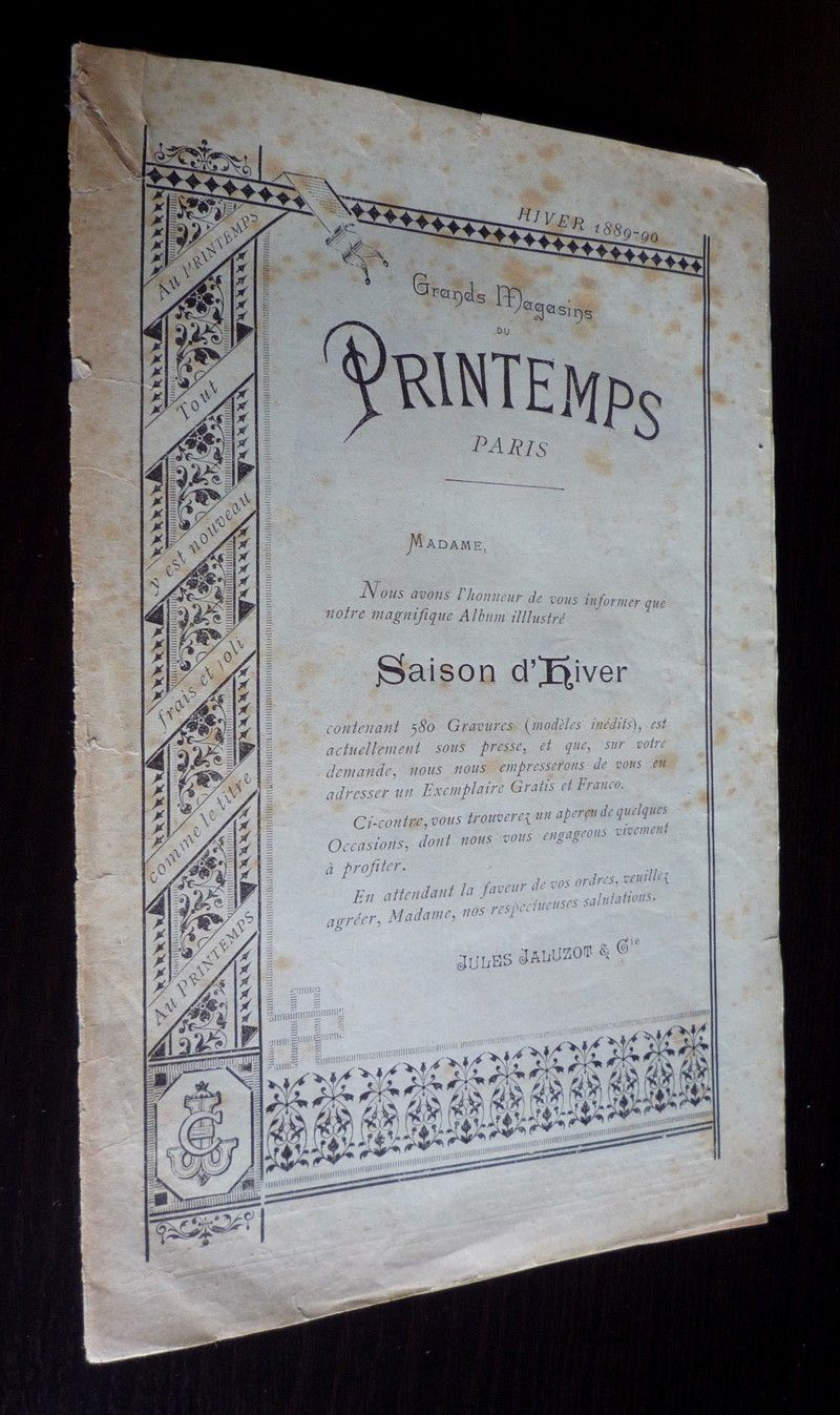 Catalogue des Grands Magasins du Printemps, saison d'hiver 1889-90