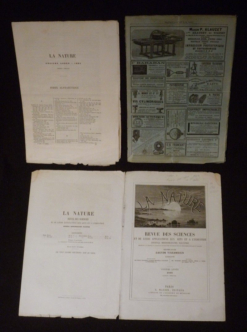 La Nature : index + chemise pour relier le 1er semestre 1883