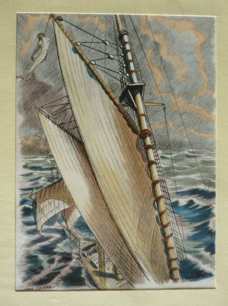 Reproduction de Jean Chièze : Voilier en mer