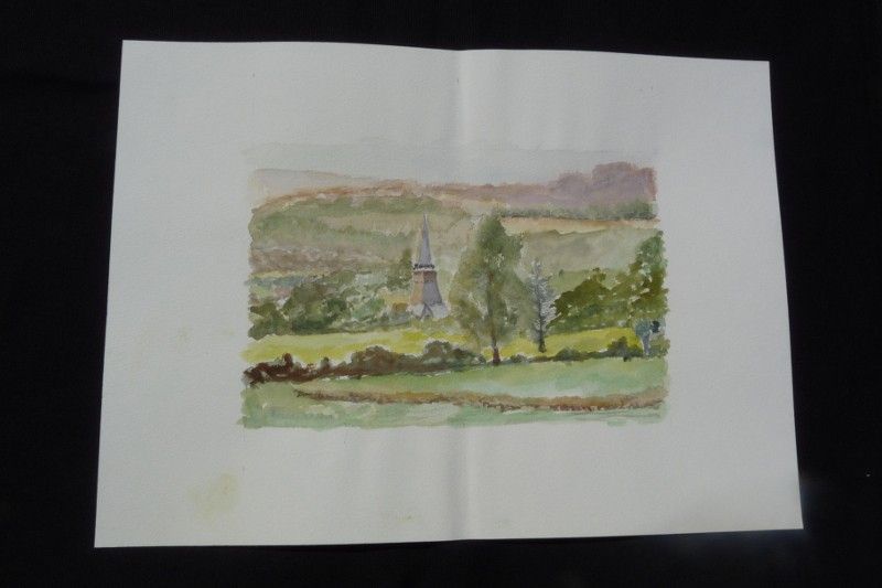 Aquarelle originale de Vaubourg : paysage