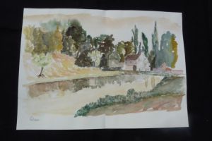 Aquarelle originale de Vaubourg : Falaise