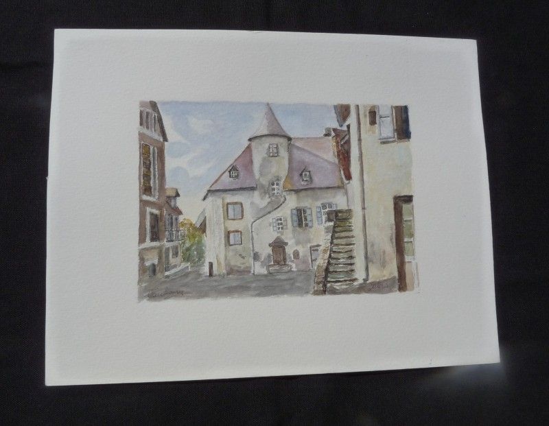 Aquarelle originale de Vaubourg : Salers