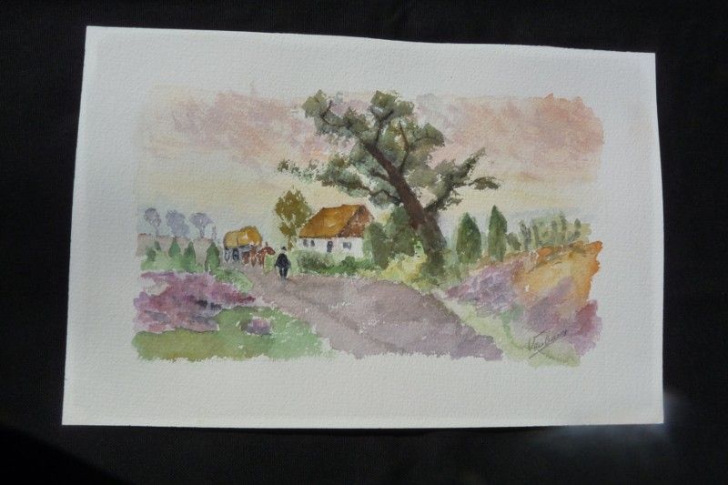 Aquarelle originale de Vaubourg : roulotte