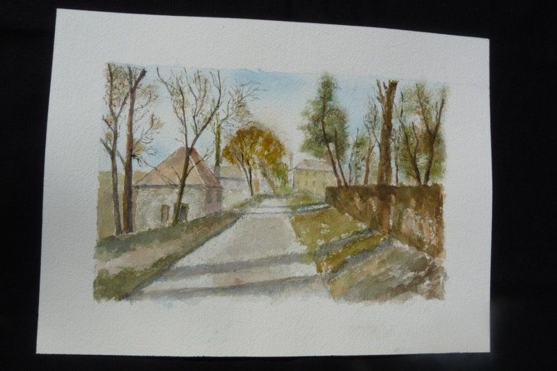 Aquarelle originale de Vaubourg : allée