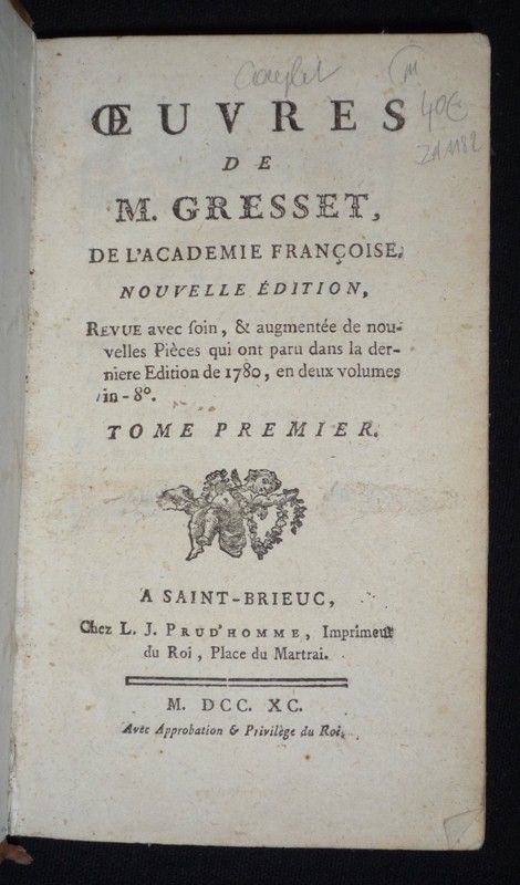 Oeuvres de M. Gresset (Tomes 1 et 2)