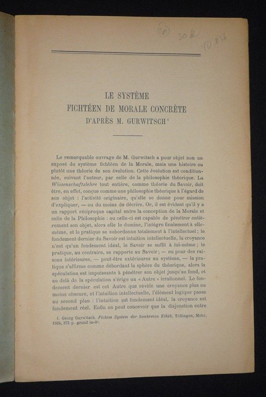 Le Système fichtéen de morale concrète