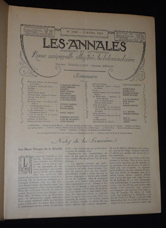 Les Annales (année 1925, n°2010 à 2062)