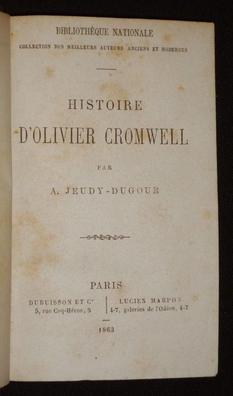 Histoire d'Olivier Cromwell / Entretiens sur la pluralité des mondes (Collection des meilleurs auteurs anciens et modernes)