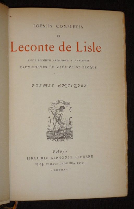 Poésies complètes de Leconte de Lisle : Poèmes antiques - Poèmes tragiques - Poèmes barbares - Derniers poèmes (4 volumes)