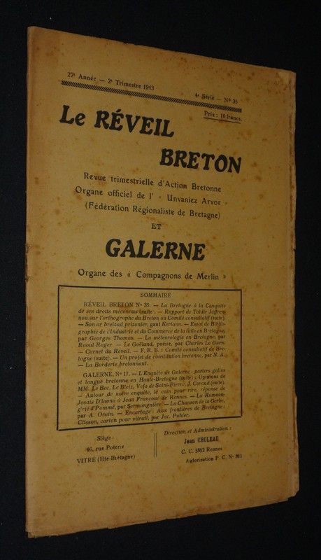 Le Réveil breton (27e année - 4e série - n°35, 2e trimestre 1943)