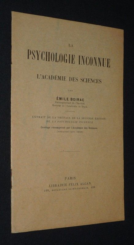 La Psychologie inconnue à l'Académie des sciences