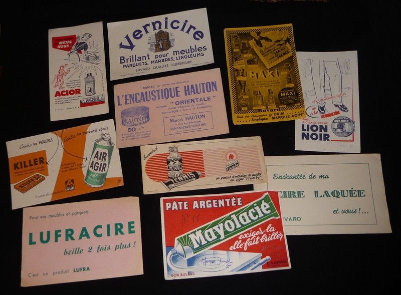 Lot de 26 buvards publicitaires : Produits d'entretien