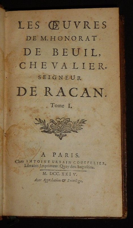 Les Oeuvres de M. Honorat de Beuil, chevalier, Seigneur de Racan (2 volumes)