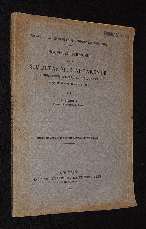 Nouvelles recherches sur la simultanéité apparente d'impressions disparates périodiques (Expérience de complication)