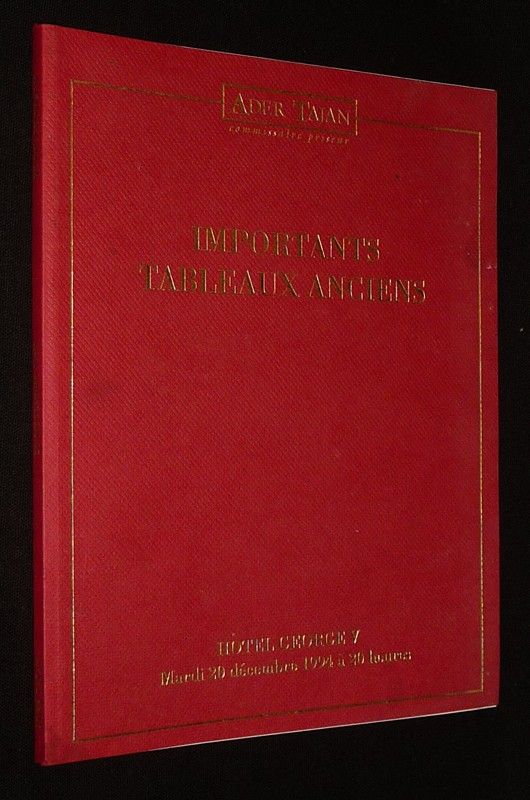 Ader Tajan - Importants tableaux anciens (Hôtel George V, 20 décembre 1994)