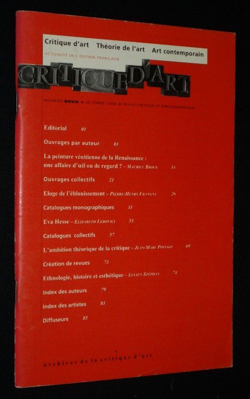 Critique d'art (n°2, octobre 1993)