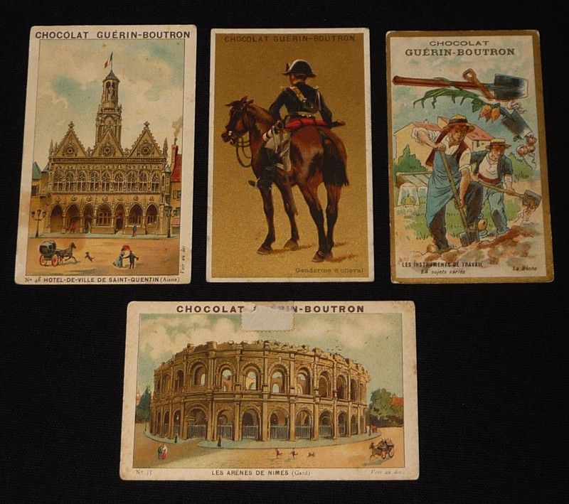 Lot de 4 chromos de la Chocolaterie Guérin-Boutron