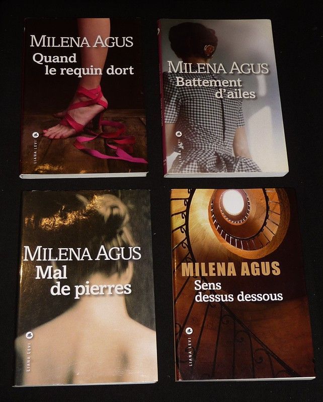 Lot de 4 ouvrages de Milena Agus : Quand le requin dort - Battement d'ailes - Sens dessus dessous - Mal de pierres