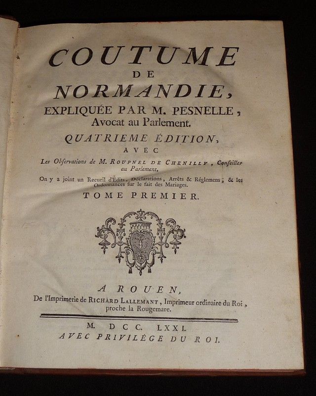 Coutume de Normandie (Tome 1)