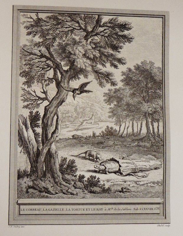 Fables de La Fontaine, avec les figures d'Oudry (réimpression de l'édition Desaint et Saillant, 1755) (4 volumes)