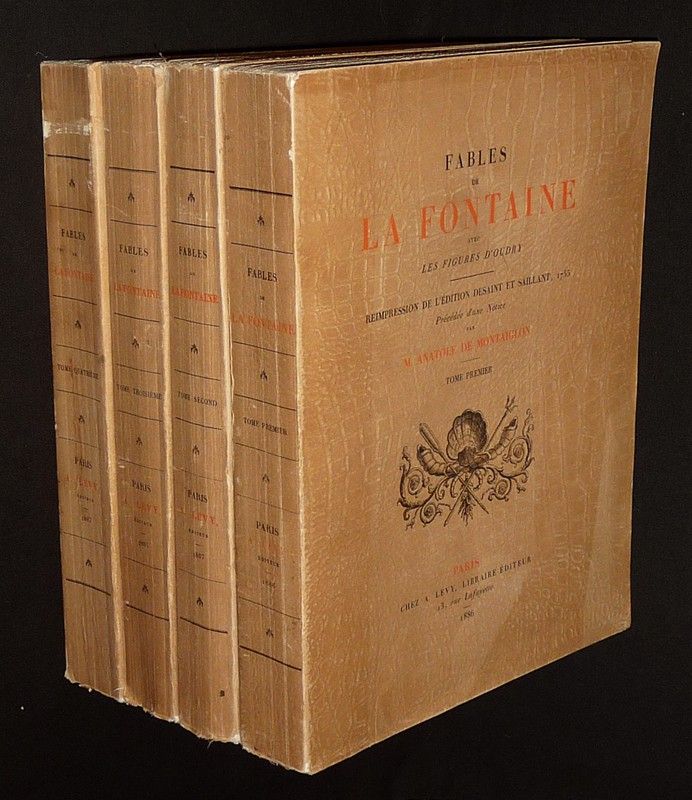 Fables de La Fontaine, avec les figures d'Oudry (réimpression de l'édition Desaint et Saillant, 1755) (4 volumes)