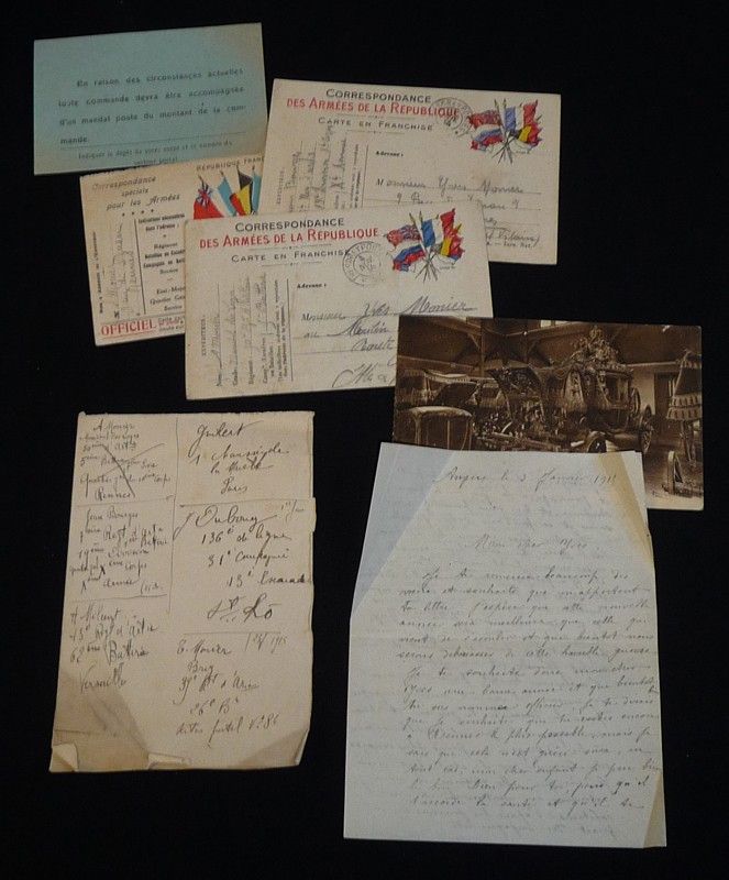 Lot de documents et correspondance ayant appartenu à Yves Monier, Brigadier au 50e d'artillerie (datés de la guerre 1914-1918)