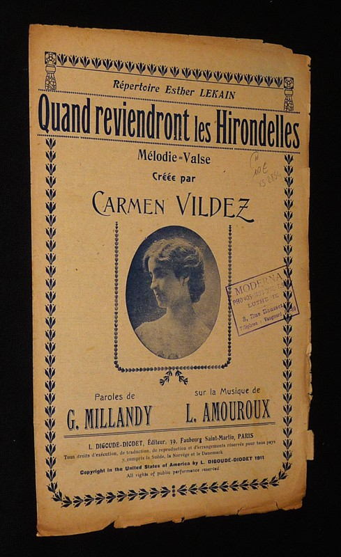 Répertoire Esther Lekain : Quand reviendront les hirondelles (Millandy et Amouroux)