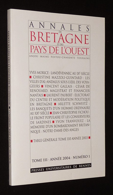 Annales de Bretagne et des Pays de l'Ouest (année 2004, Tome 111, n°1)