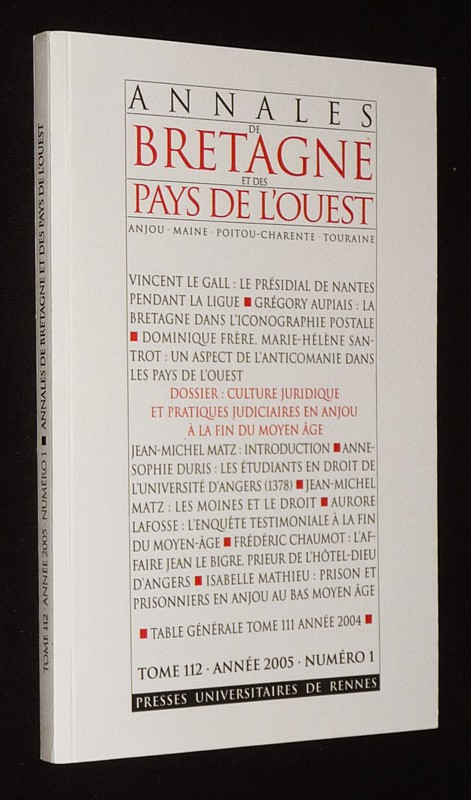 Annales de Bretagne et des Pays de l'Ouest (année 2005, Tome 112, n°1)