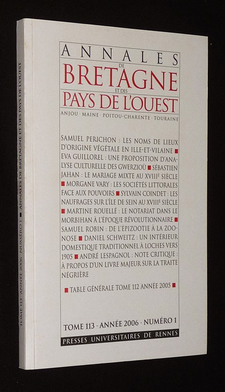 Annales de Bretagne et des Pays de l'Ouest (année 2006, Tome 113, n°1)