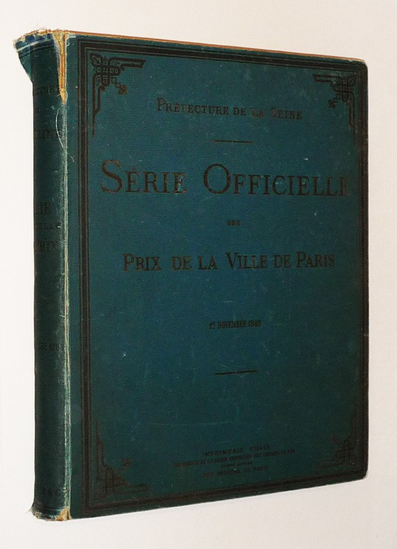 Préfecture du département de la Seine : Série officielle des prix de la ville de Paris