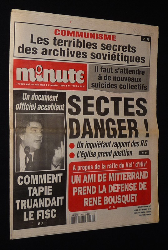 Minute, l'hebdo qui en sait trop (n°1759, 3 janvier 1996)