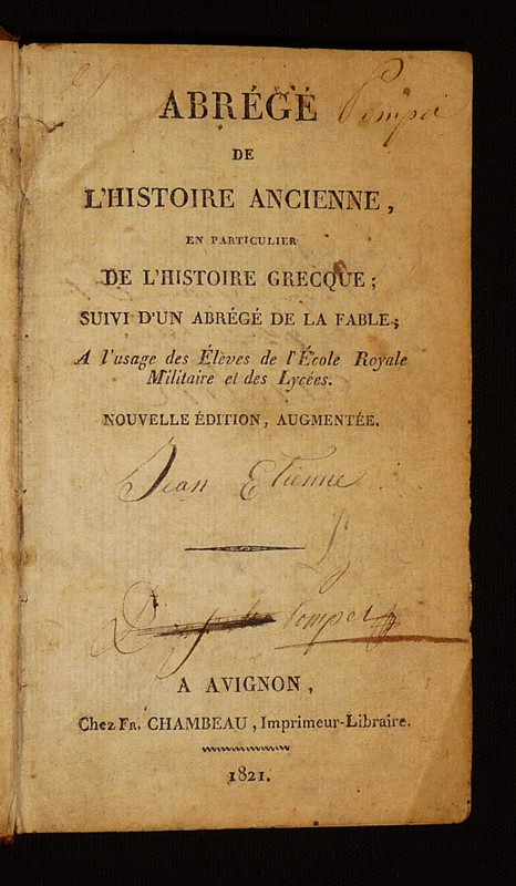 Abragé de l'histoire ancienne, en particulier de l'histoire grecque ; suivi d'un abrégé de la fable