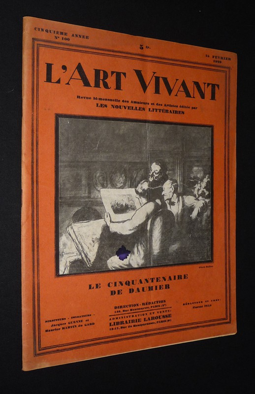 L'Art vivant (5e année - n°100, 15 février 1929) : Le Cinquantenaire de Daumier