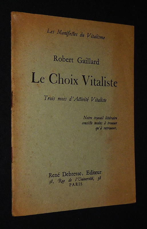 Le Choix Vitaliste : Trois mois d'activité Vitaliste