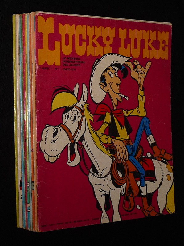 Lot de 11 numéros de Lucky Luke, le mensuel international des jeunes (n°1 + 3 à 12)