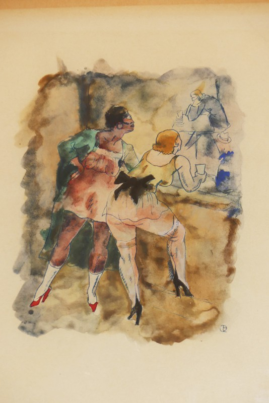 Aquarelle de Picart Le Doux : Femmes au comptoir