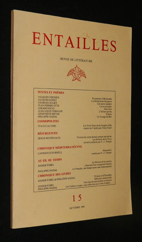 Entailles. Revue de littérature n° 15 octobre 1983