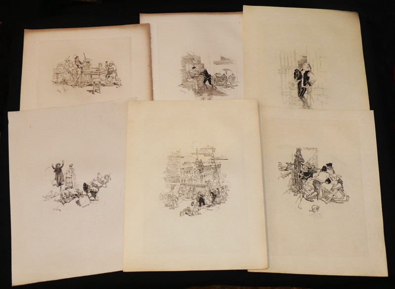 Lot de 41 gravures de Daniel Vierge pour illustrer Don Quichotte