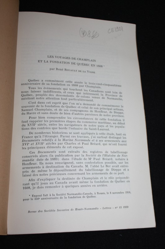 Les Voyages de Champlain et la Fondation de Québec en 1608